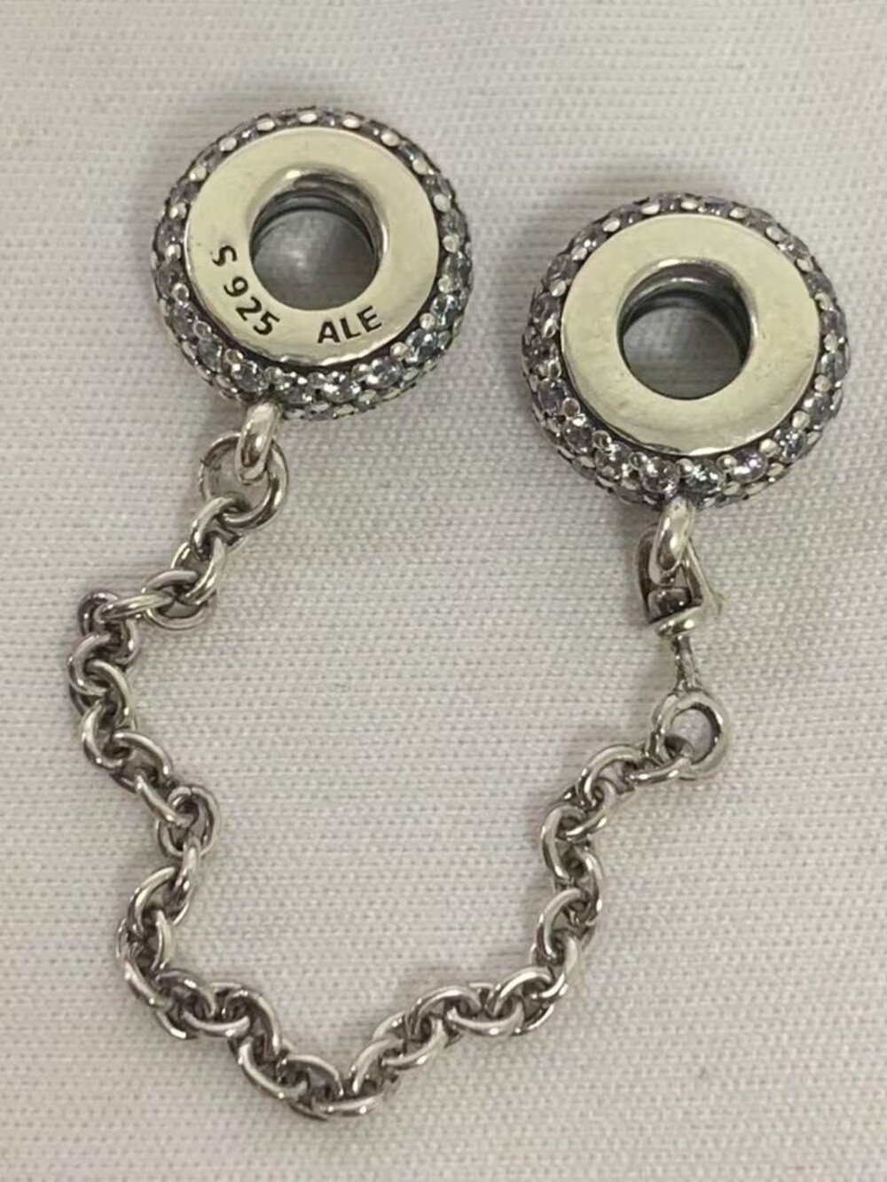 Pandora Sparkling Pavé Safety Chain Charm, S925 Silver Jewelry